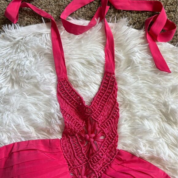 Bebe Corset Halter Top Pink Silk Womens Size Large - Picture 7 of 10